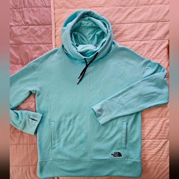 The North Face Womens Teal Blue Pullover Hoodie Size L - Picture 1 of 12